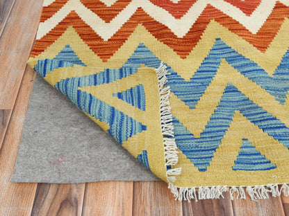 Multicolored 6'6" x 9'3" Flatweave / Kilim Hand woven Wool Rug - Sku: O081585