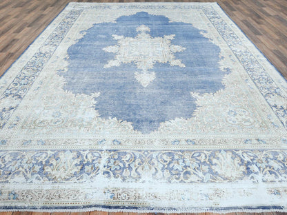 Blue 8'9" x 12'0" Vintage Hand knotted Wool Rug - Sku: O081608