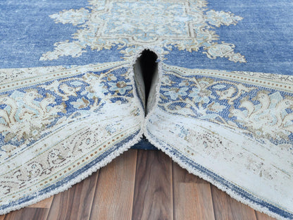 Blue 8'9" x 12'0" Vintage Hand knotted Wool Rug - Sku: O081608