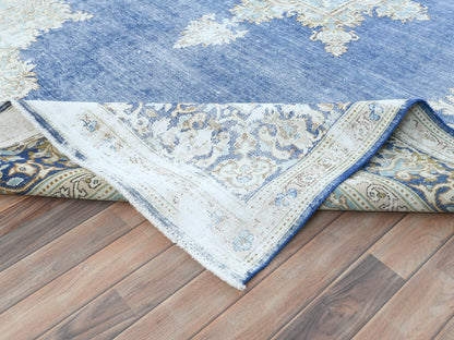 Blue 8'9" x 12'0" Vintage Hand knotted Wool Rug - Sku: O081608