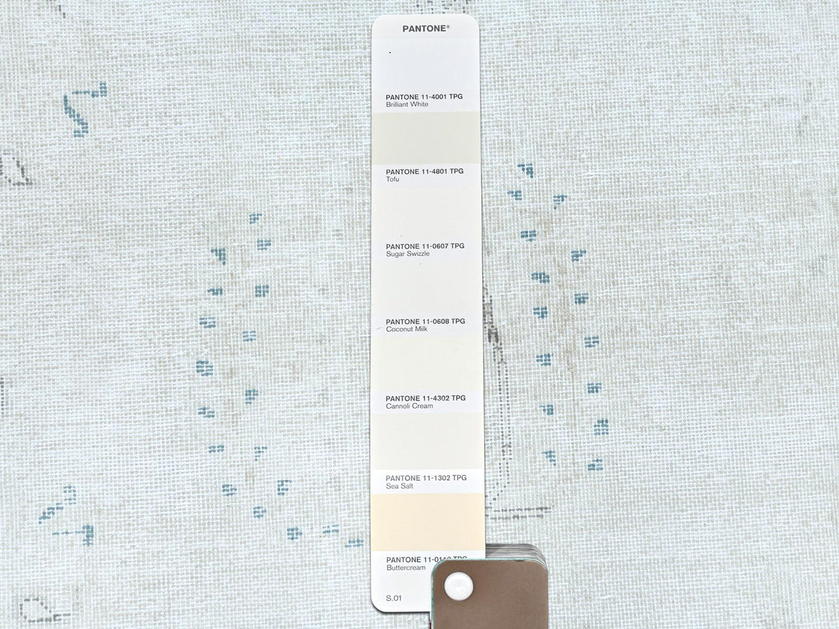Kerman Vintage hand-knotted worn wool rug in Ivory & Denim Blue, 9'6" x 12'9" — SKU O081611 (view 7)