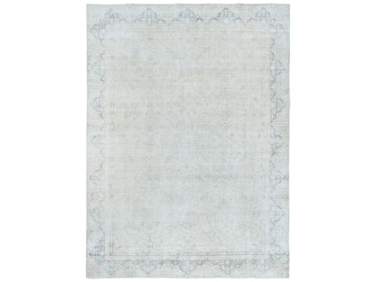 Kerman Vintage hand-knotted worn wool rug in Ivory, 8'1" x 10'9" — SKU O081613