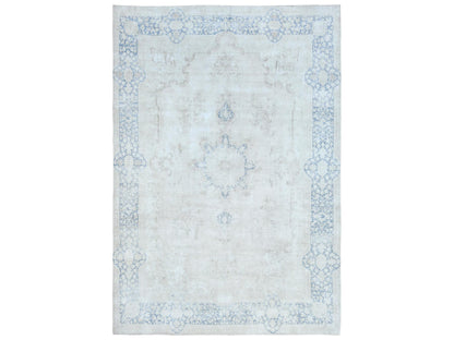 Blue 9'7" x 13'10" Vintage Hand knotted Wool Rug - Sku: O081617