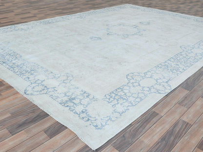 Blue 9'7" x 13'10" Vintage Hand knotted Wool Rug - Sku: O081617