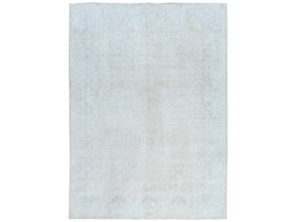Kerman Vintage hand-knotted worn wool rug in Ivory & Navy Blue, 9'10" x 13'7" — SKU O081623