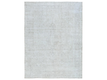 Kerman Vintage hand-knotted worn wool rug in Ivory & Brown, 9'7" x 12'6" — SKU O081624