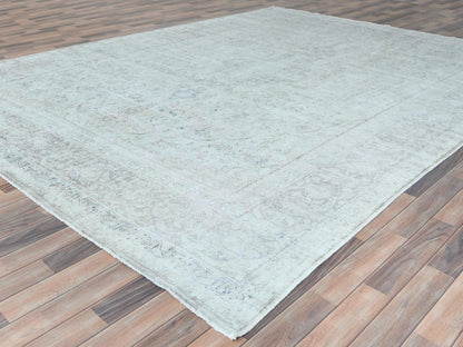 Kerman Vintage hand-knotted worn wool rug in Ivory & Brown, 9'7" x 12'6" — SKU O081624 (view 3)