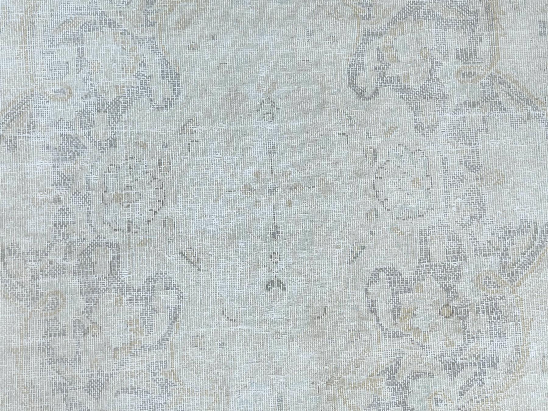 Kerman Vintage hand-knotted worn wool rug in Ivory & Brown, 9'7" x 12'6" — SKU O081624 (view 8)
