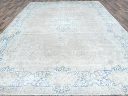 Beige 9'7" x 13'2" Vintage Hand knotted Wool Rug - Sku: O081628