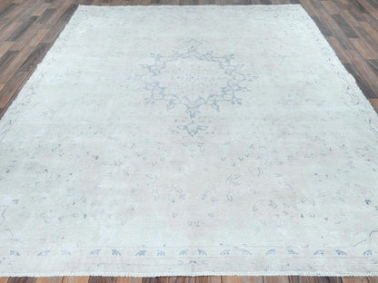 Kerman Vintage hand-knotted worn wool rug in Ivory, 7'2" x 10' — SKU O081632 (view 2)