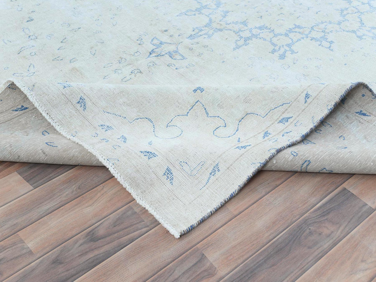 Kerman Vintage hand-knotted worn wool rug in Ivory, 7'2" x 10' — SKU O081632 (view 6)