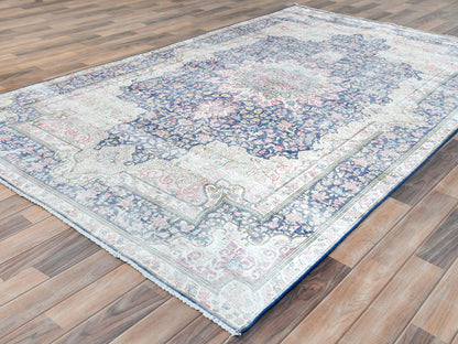 Blue 5'9" x 9'7" Vintage Hand knotted Wool Rug - Sku: O081634