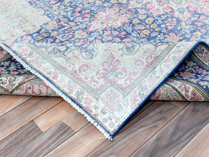 Blue 5'9" x 9'7" Vintage Hand knotted Wool Rug - Sku: O081634