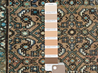 Brown 3'3" x 9'2" Vintage Hand knotted Wool Rug - Sku: O081638