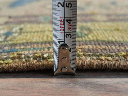 Brown 3'4" x 10'3" Vintage Hand knotted Wool Rug - Sku: O081657