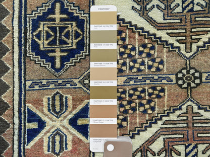 Brown 4'0" x 10'0" Vintage Hand knotted Wool Rug - Sku: O081659