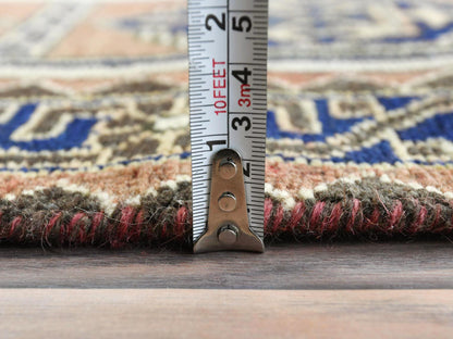 Brown 4'0" x 10'0" Vintage Hand knotted Wool Rug - Sku: O081659
