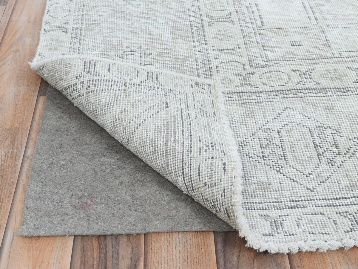 Tabriz Vintage hand-knotted worn wool rug in Ivory, 9'6" x 12'7" — SKU O081678 (view 4)