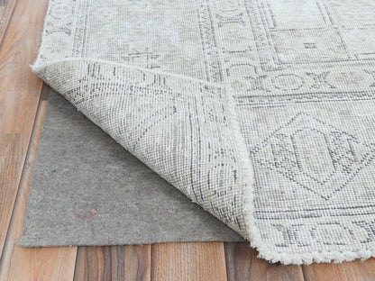 Tabriz Vintage hand-knotted worn wool rug in Ivory, 9'6" x 12'7" — SKU O081678 (view 4)