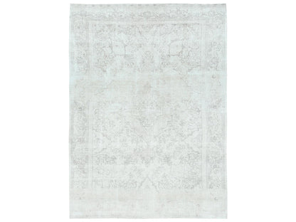 Tabriz Vintage hand-knotted worn wool rug in Ivory, 9'3" x 13' — SKU O081688