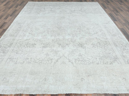 Ivory 9'3" x 13'0" Vintage Hand knotted Wool Rug - Sku: O081688