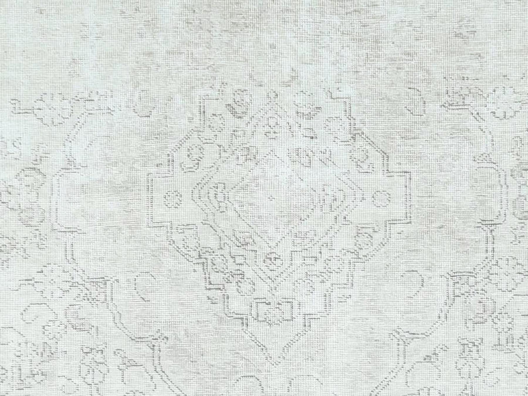 Tabriz Vintage hand-knotted worn wool rug in Ivory, 9'3" x 13' — SKU O081688 (view 8)