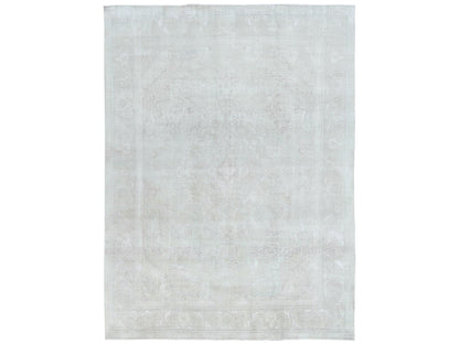 Ivory 9'5" x 12'6" Vintage Hand knotted Wool Rug - Sku: O081691