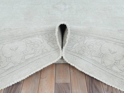 Ivory 9'5" x 12'6" Vintage Hand knotted Wool Rug - Sku: O081691
