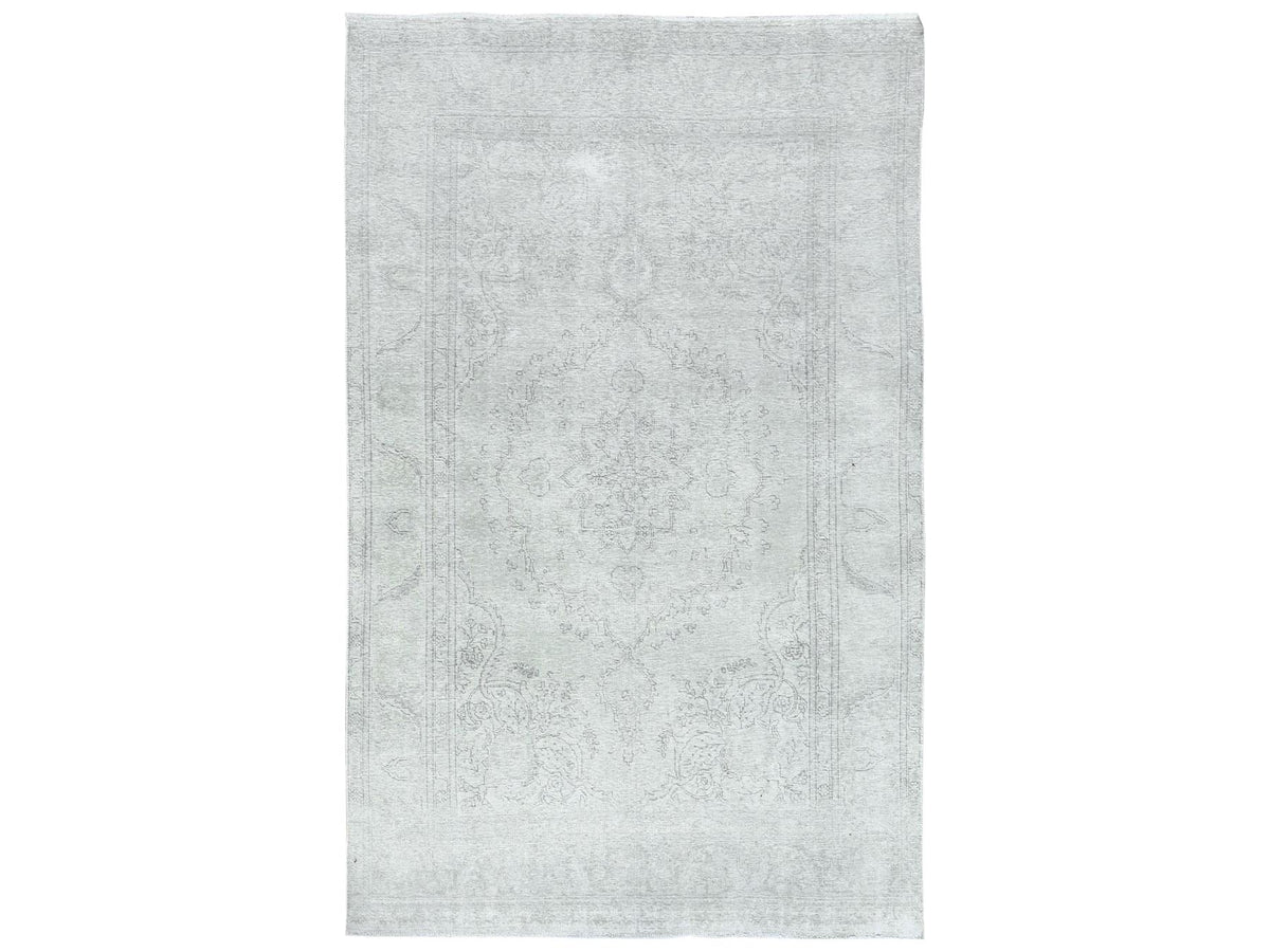 Tabriz Vintage hand-knotted worn wool rug in Ivory, 6'2" x 10'3" — SKU O081707