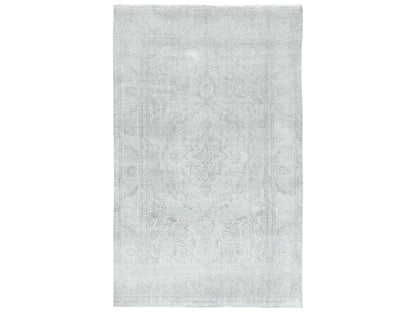 Tabriz Vintage hand-knotted worn wool rug in Ivory, 6'2" x 10'3" — SKU O081707