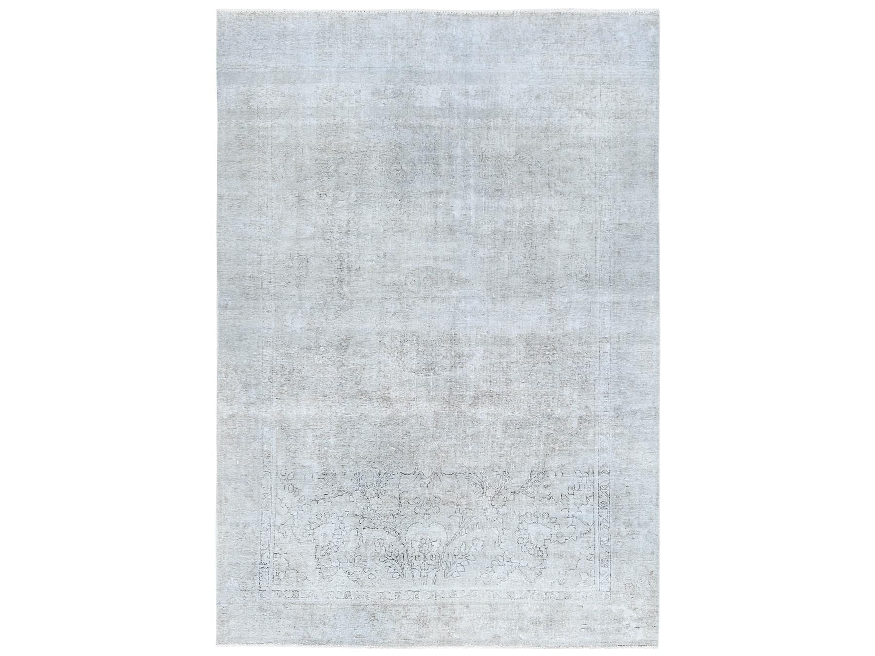 Tabriz Vintage hand-knotted worn wool rug in Ivory, 7'7" x 10'10" — SKU O081713