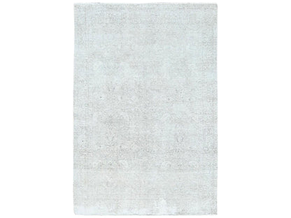 Tabriz Vintage hand-knotted worn wool rug in Ivory, 4'8" x 6'2" — SKU O081714