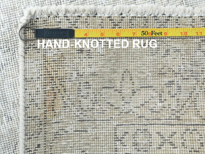 Tabriz Vintage hand-knotted worn wool rug in Ivory, 4'8" x 6'2" — SKU O081714 (view 7)