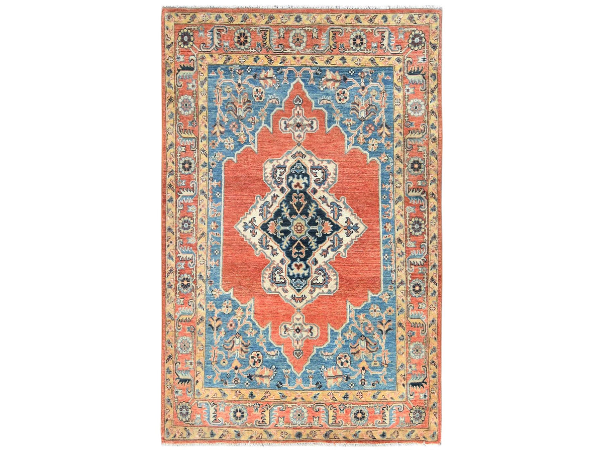 Peshawar Tribal & Geometric hand-knotted wool rug in Orange, 3'10" x 6'2" — SKU O081727