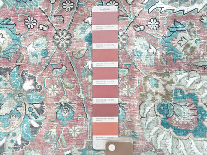Tabriz Vintage hand-knotted worn wool rug in Red & Ivory, 11'1" x 14'7" — SKU O081742 (view 7)