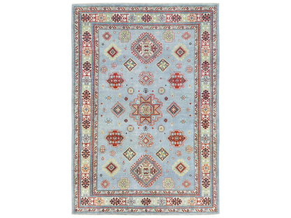 Blue 6'1" x 8'9" Tribal & Geometric Hand knotted Wool Rug - Sku: O081754