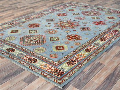 Blue 6'1" x 8'9" Tribal & Geometric Hand knotted Wool Rug - Sku: O081754