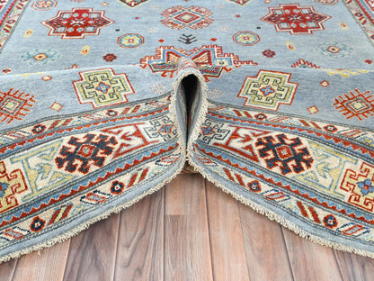 Blue 6'1" x 8'9" Tribal & Geometric Hand knotted Wool Rug - Sku: O081754