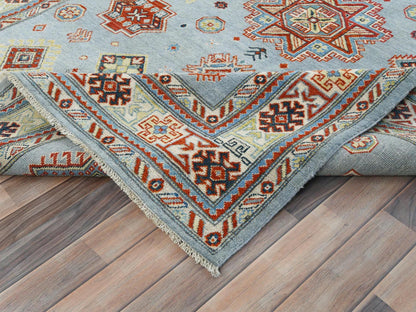 Blue 6'1" x 8'9" Tribal & Geometric Hand knotted Wool Rug - Sku: O081754