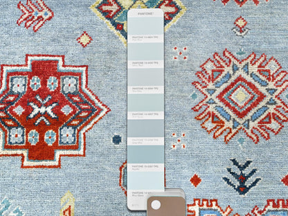 Blue 6'1" x 8'9" Tribal & Geometric Hand knotted Wool Rug - Sku: O081754