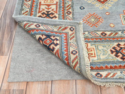 Kazak Tribal & Geometric hand-knotted wool rug in Gray & Ivory, 6'2" x 8'9" — SKU O081755 (view 5)