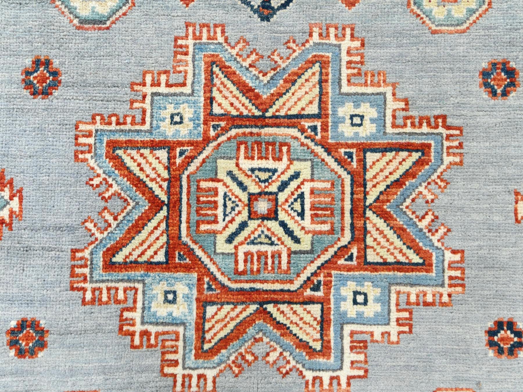 Kazak Tribal & Geometric hand-knotted wool rug in Gray & Ivory, 6'2" x 8'9" — SKU O081755 (view 9)