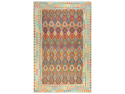 Kilim Flat-Weave hand-knotted wool rug in Multicolored & Ivory, 10'3" x 16'1" — SKU O081784