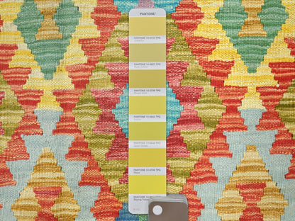 Kilim Flat-Weave hand-knotted wool rug in Multicolored & Ivory, 10'3" x 16'1" — SKU O081784 (view 3)