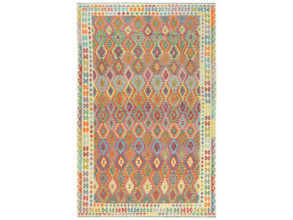 Multicolored 10'4" x 16'1" Flatweave / Kilim Hand woven Wool Rug - Sku: O081800