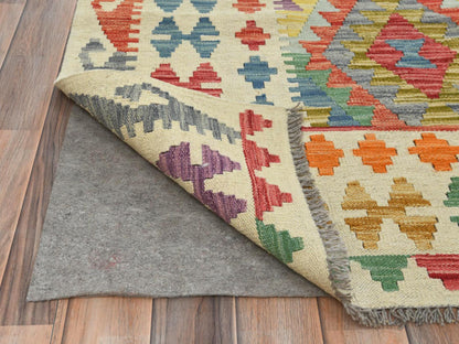 Multicolored 10'4" x 16'1" Flatweave / Kilim Hand woven Wool Rug - Sku: O081800