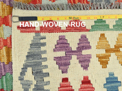 Multicolored 10'4" x 16'1" Flatweave / Kilim Hand woven Wool Rug - Sku: O081800