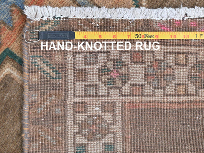 Brown 3'3" x 12'10" Vintage Hand knotted Wool Rug - Sku: O081868