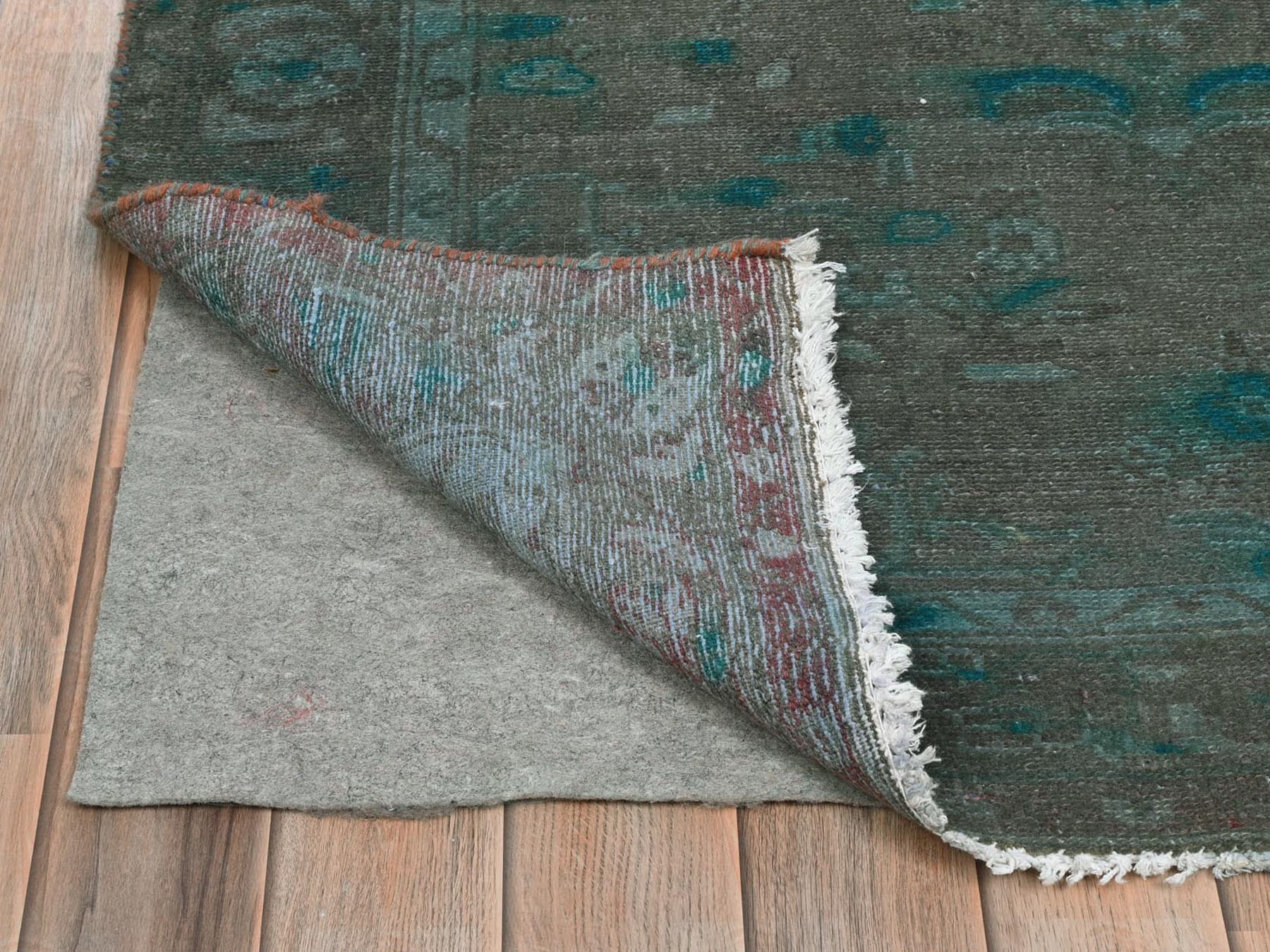 Vintage hand-knotted wool runner in Overdyed & Chocolate Brown, 3'8" x 9'3" — SKU O081872 (view 3)