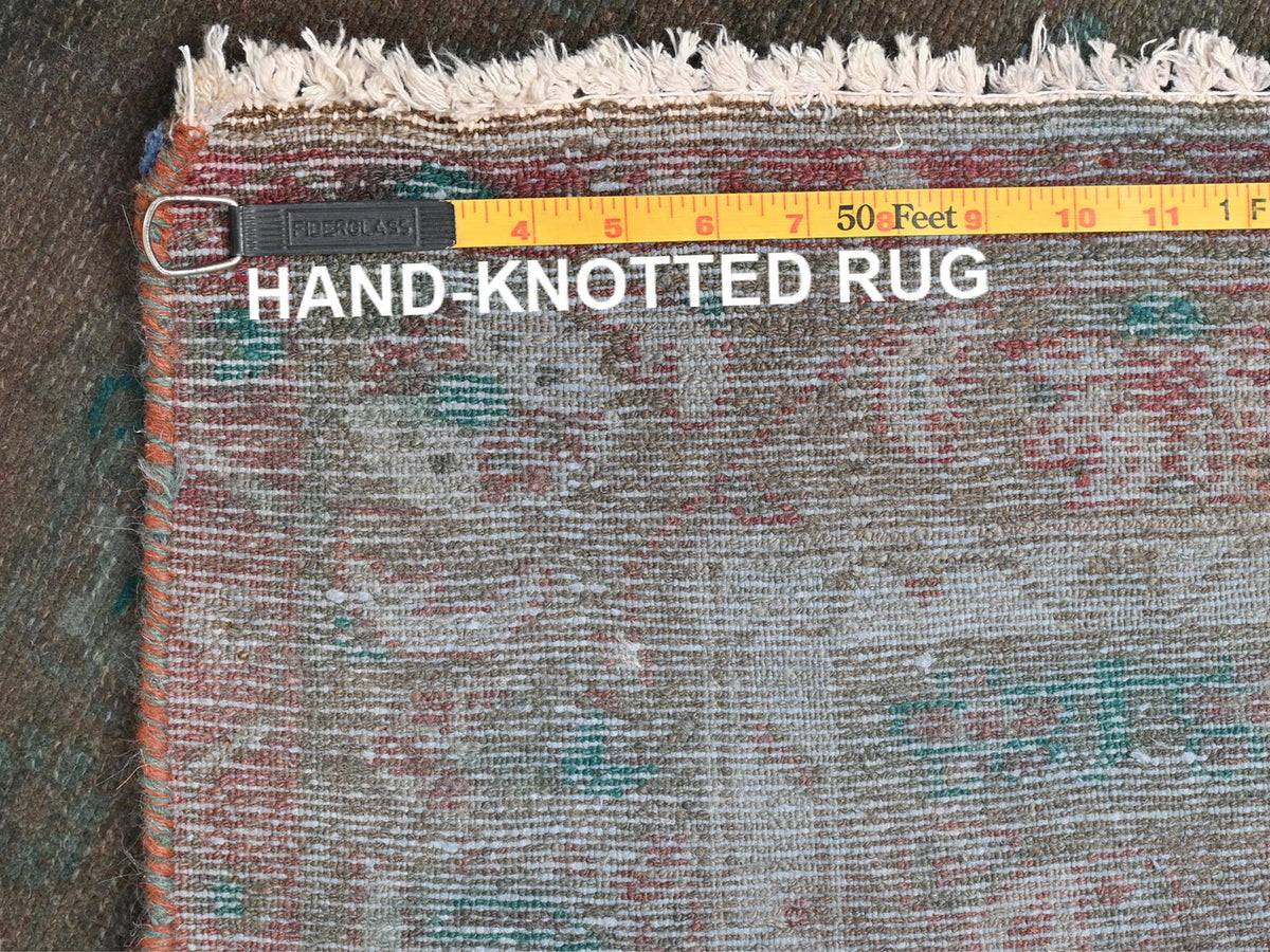 Vintage hand-knotted wool runner in Overdyed & Chocolate Brown, 3'8" x 9'3" — SKU O081872 (view 7)